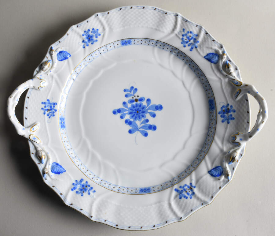 Blue Garden (Wb) Handled Chop Plate (Round Platter) by Herend-1