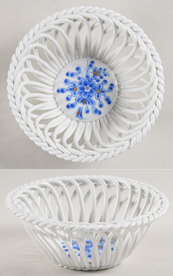 Blue Garden (Wb) 4" Round Open Weave Basket by Herend-1