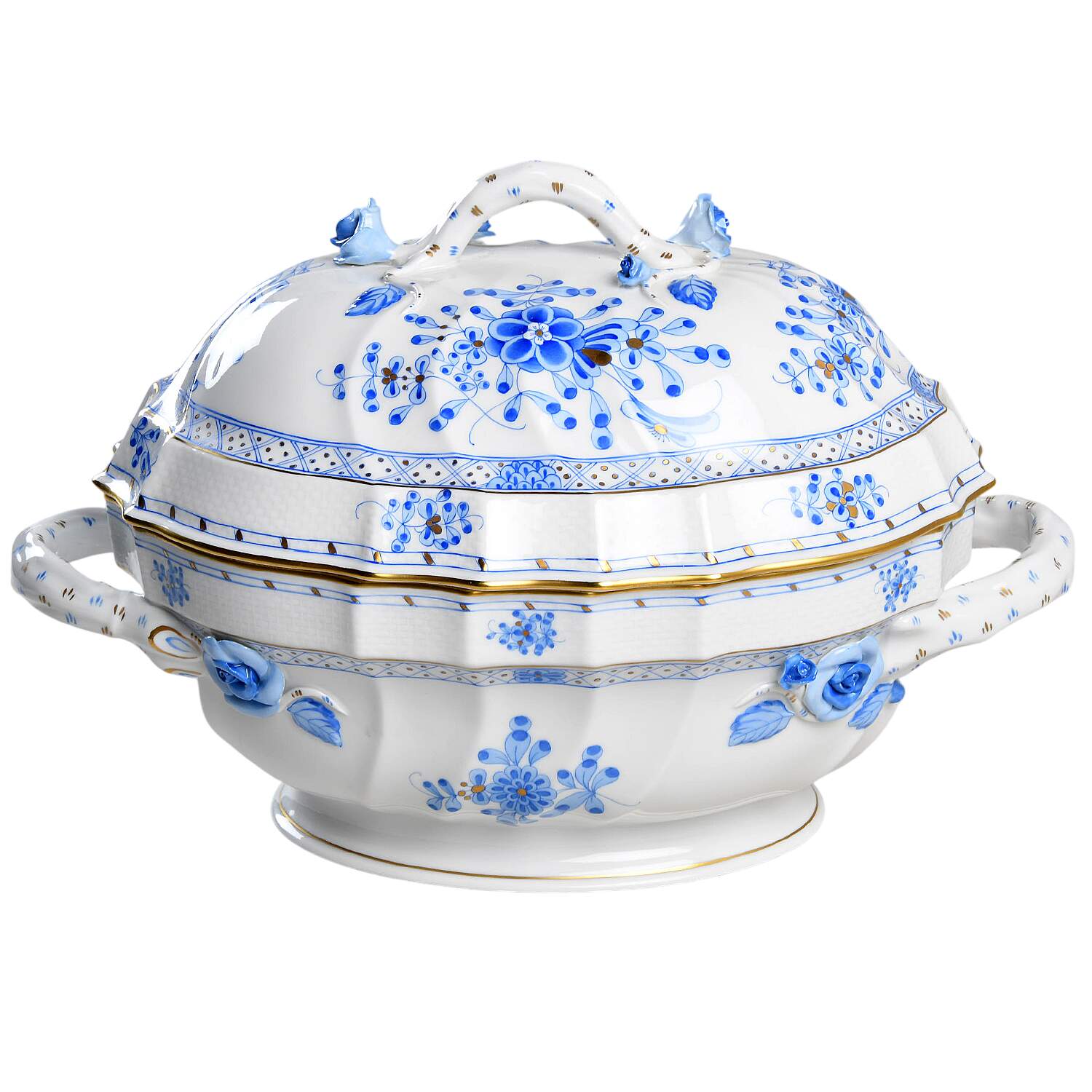 Blue Garden (Wb) Oval Tureen & Lid by Herend-1