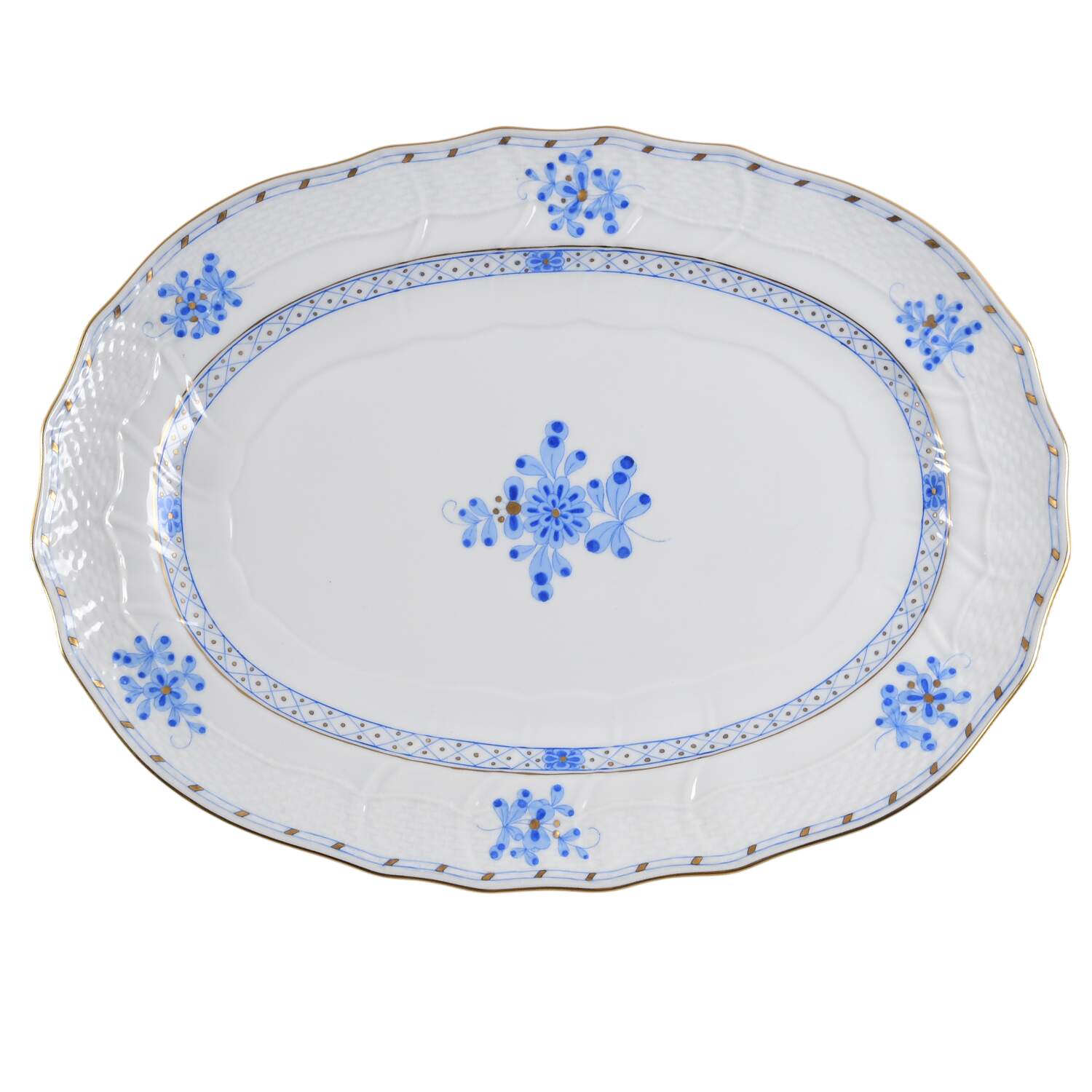Blue Garden (Wb) 15" Oval Serving Platter by Herend-1