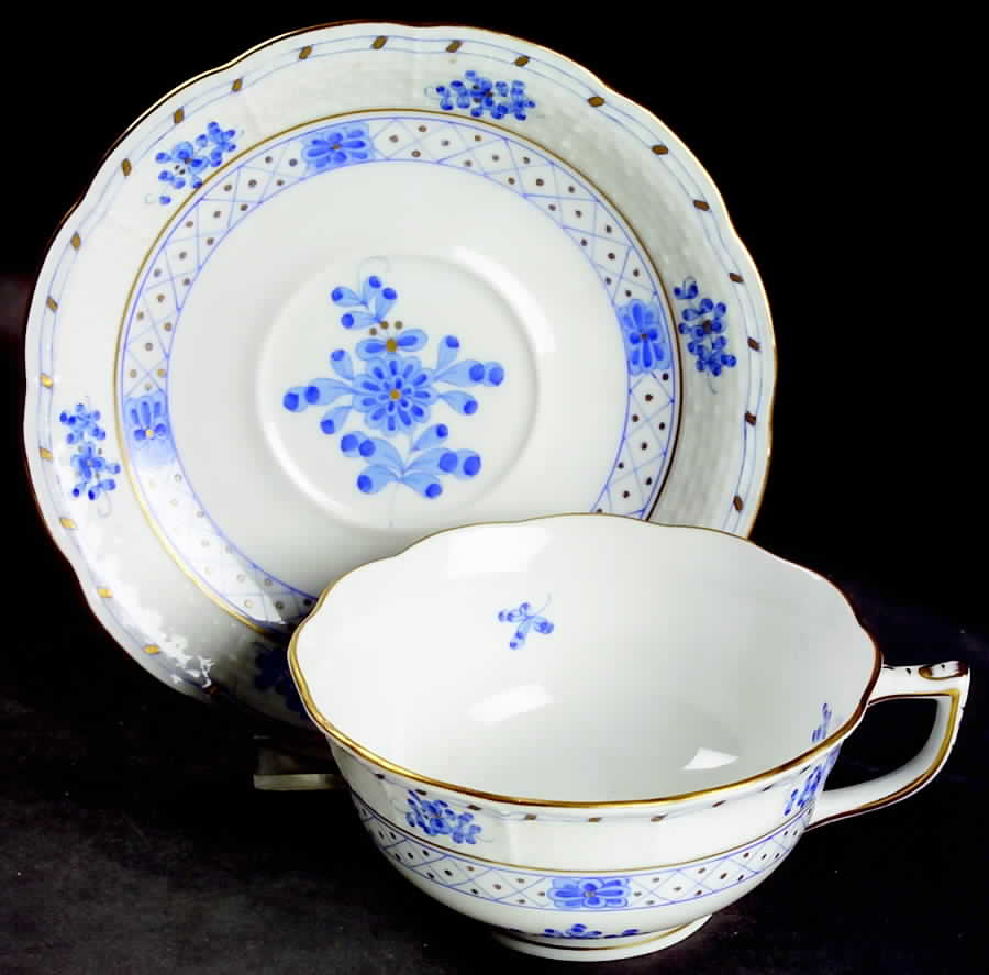 Blue Garden (Wb) Footed Cup & Saucer Set by Herend-1