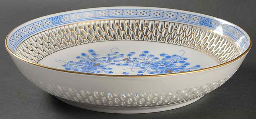 Blue Garden (Wb) Large Pierced Berry Bowl by Herend-1