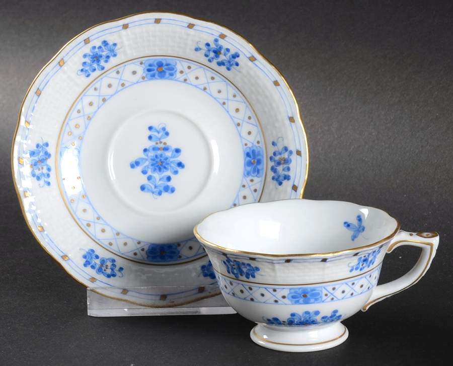 Blue Garden (Wb) Footed Demitasse Cup & Saucer Set by Herend-1