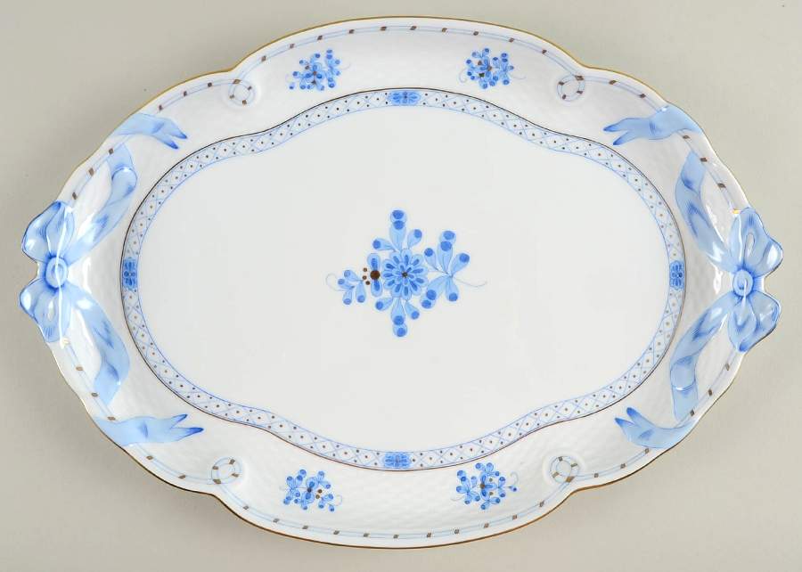 Blue Garden (Wb) 15" Oval Tray by Herend-1