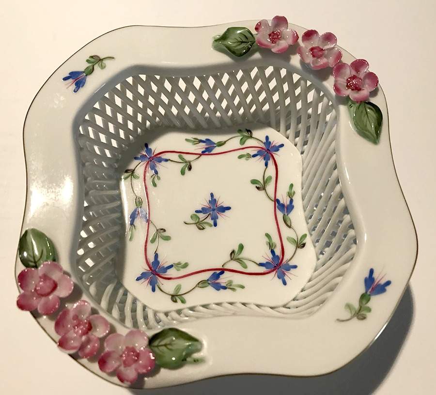Blue Garland (PBG) 4" Square Open Weave Basket by Herend-1