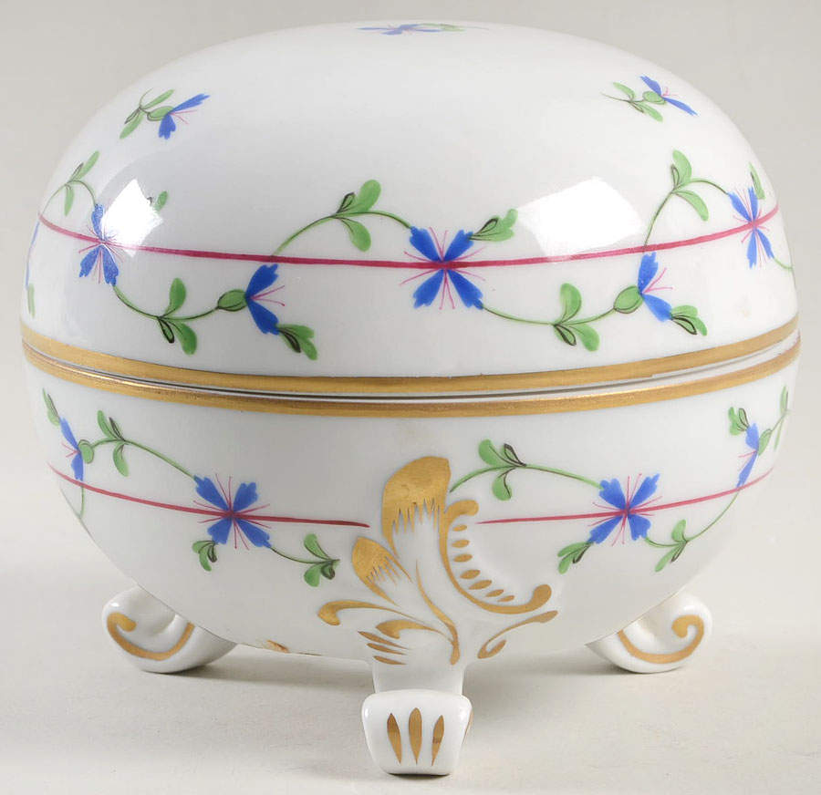 Blue Garland (PBG) 4" Round Bon Bon & Lid by Herend-1