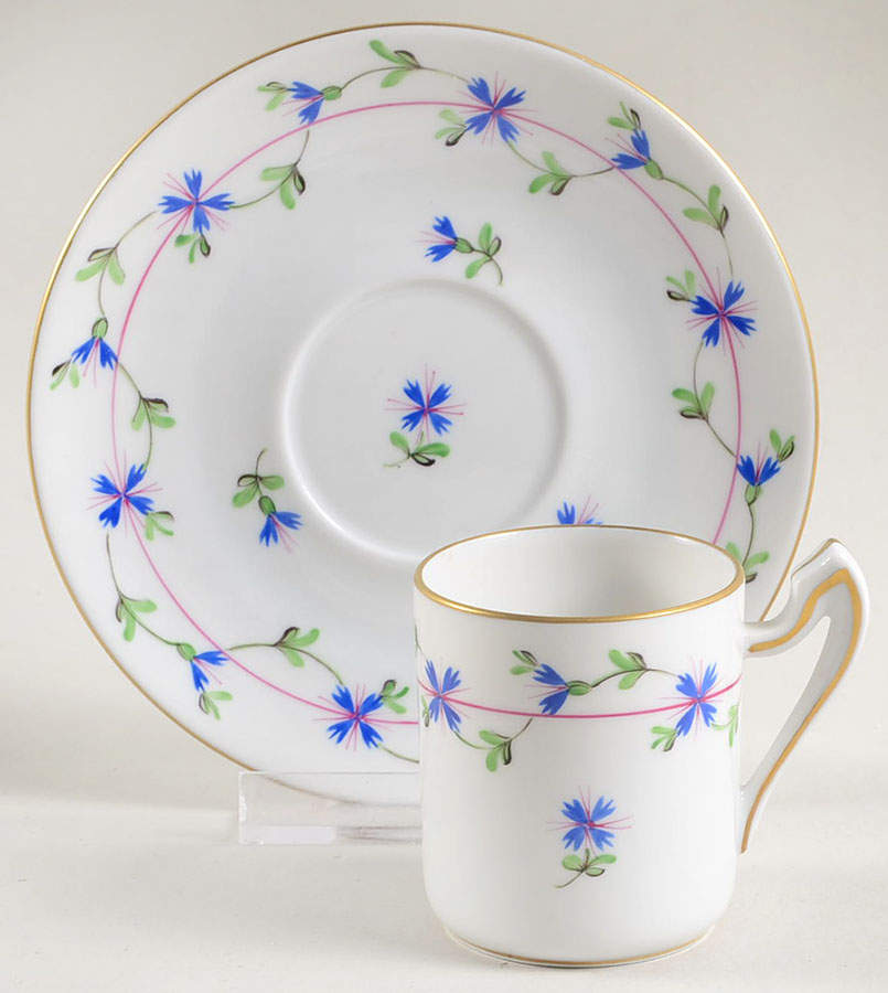 Blue Garland (PBG) Flat Demitasse Cup & Saucer Set by Herend-1
