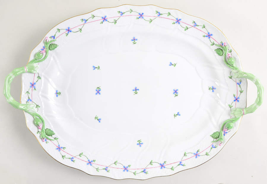 Blue Garland (PBG) 18" Oval Handled Platter by Herend-1