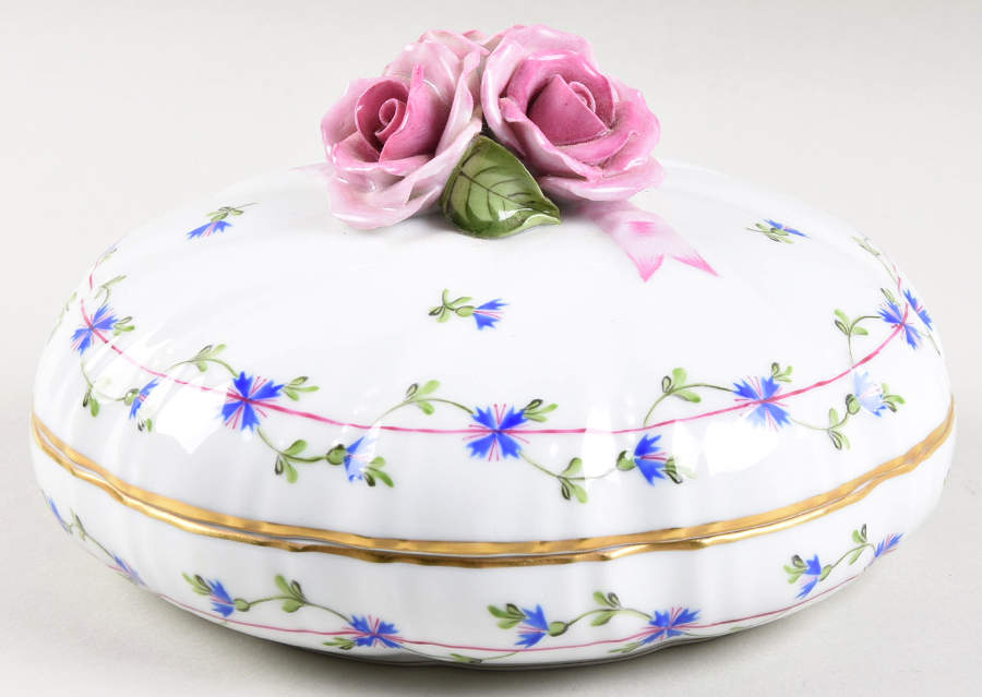 Blue Garland (PBG) 6" Candy Box with Lid by Herend-1