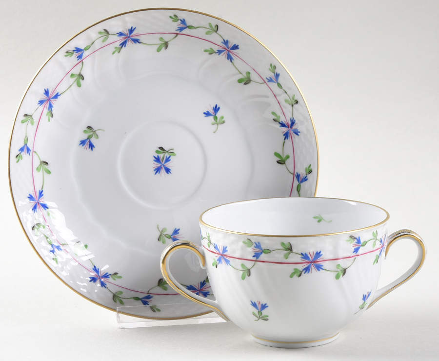 Blue Garland (PBG) Flat Bouillon Cup & Saucer by Herend-1