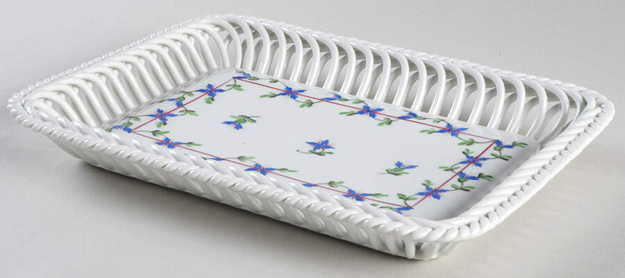 Blue Garland (PBG) 8" Rectangular Open Weave Basket by Herend-1