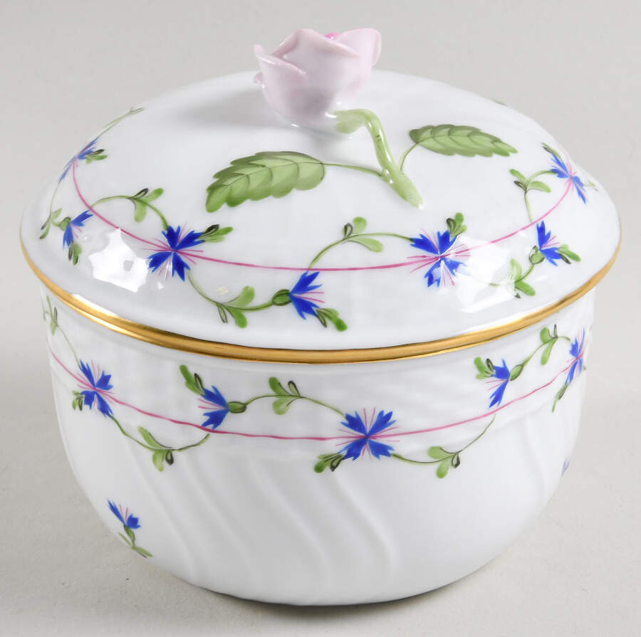 Blue Garland (PBG) Sugar Bowl & Lid by Herend-1