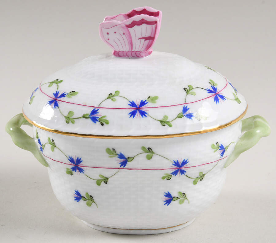 Blue Garland (PBG) 5" Embossed Bon Bon & Lid by Herend-1