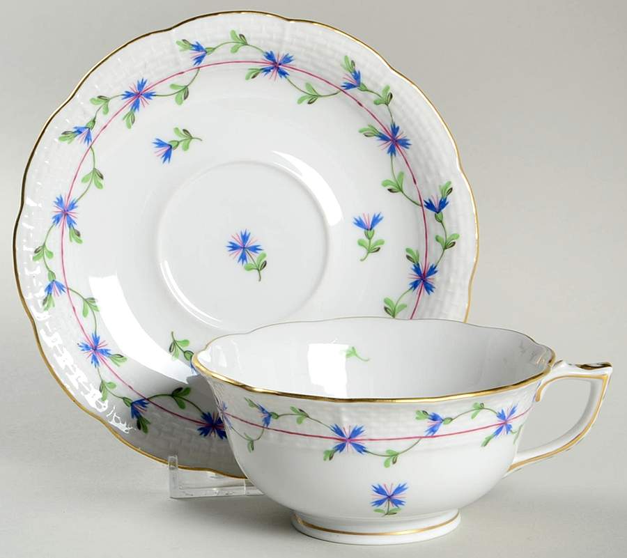 Blue Garland (PBG) Footed Cup & Saucer Set by Herend-1