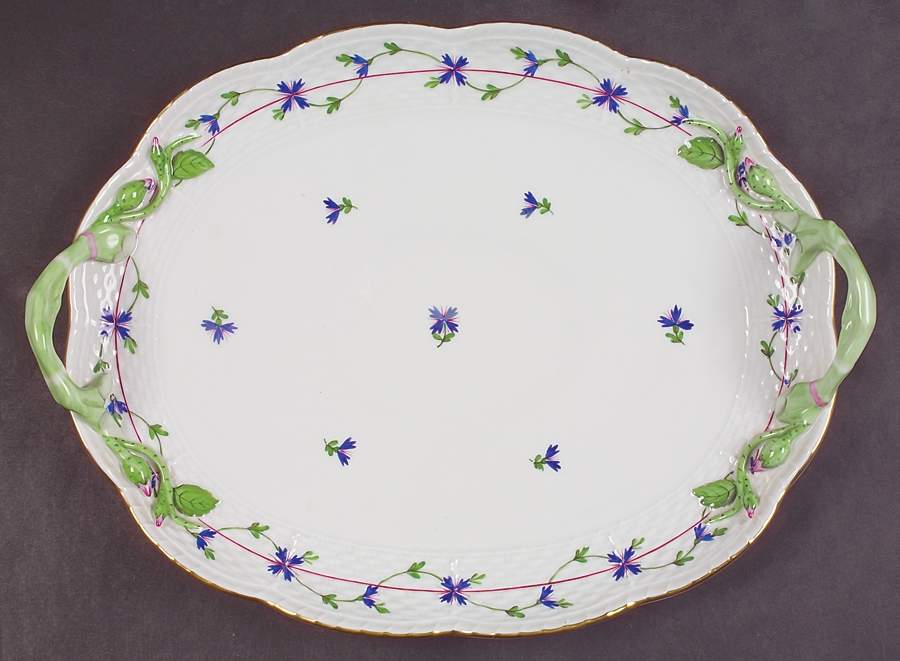Blue Garland (PBG) 12" Oval Handled Tray by Herend-1