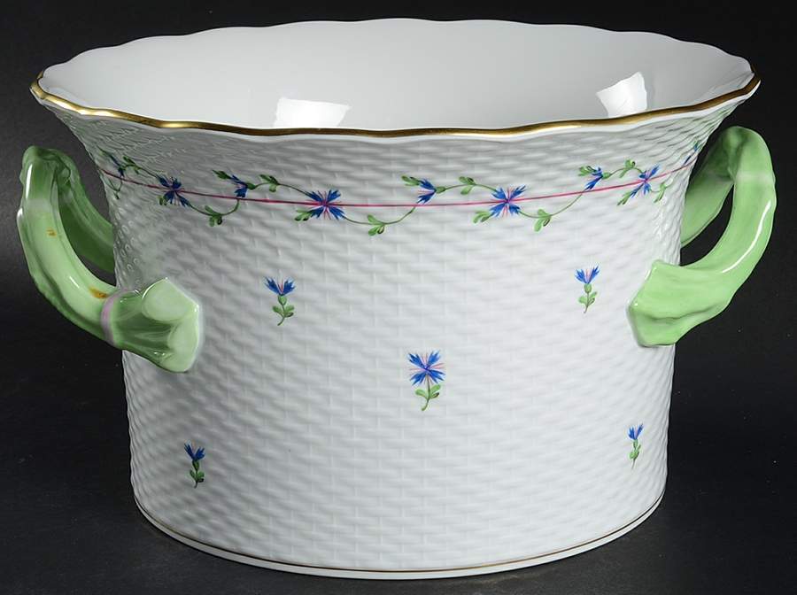 Blue Garland (PBG) 6" Handled Cachepot by Herend-1