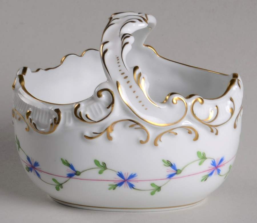 Blue Garland (PBG) Small Oval Basket with Handle by Herend-1