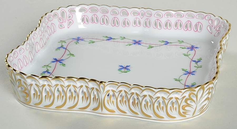 Blue Garland (PBG) Square Openwork Gallery Tray by Herend-1