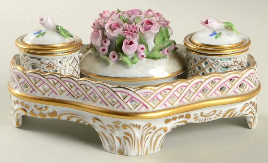 Blue Garland (PBG) Ink Stand by Herend-1