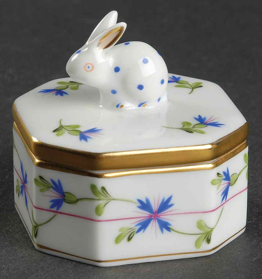 Blue Garland (PBG) Octagonal Box & Lid 2" by Herend-1