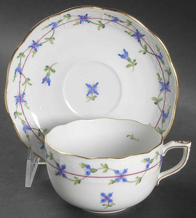 Blue Garland (PBG) Flat Cup & Saucer Set by Herend-1
