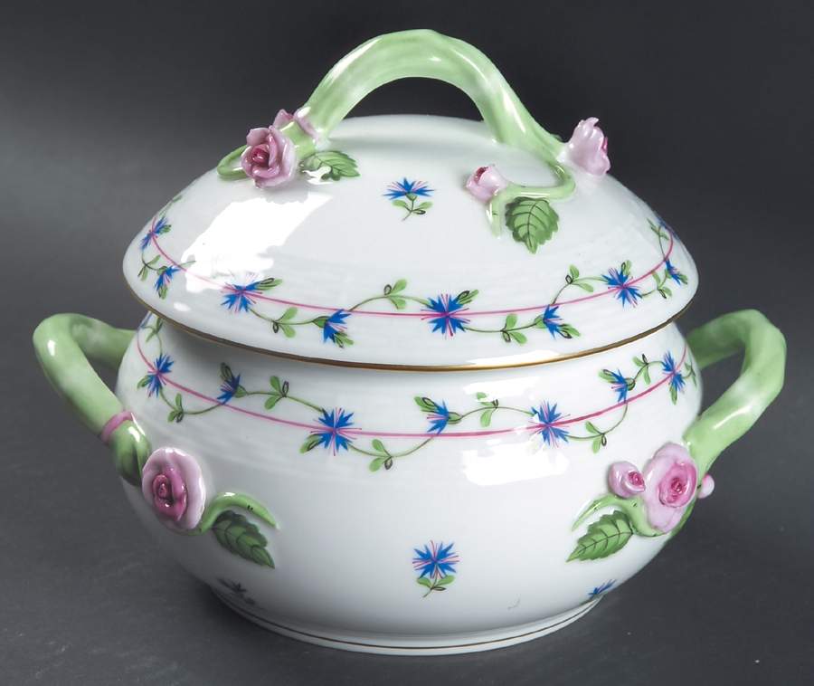 Blue Garland (PBG) Bean Pot & Lid by Herend-1