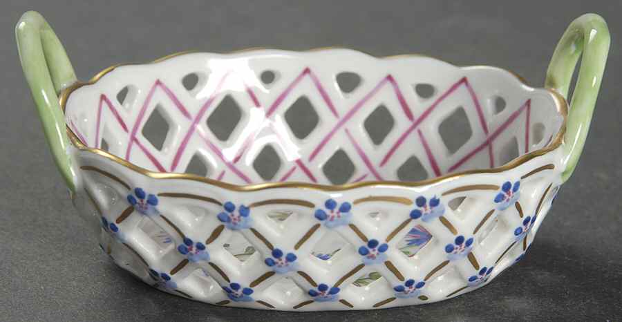 Blue Garland (PBG) Small-Handled Open Weave Basket by Herend-1