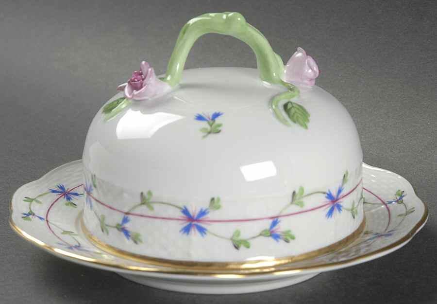 Blue Garland (PBG) Round Covered Butter by Herend-1