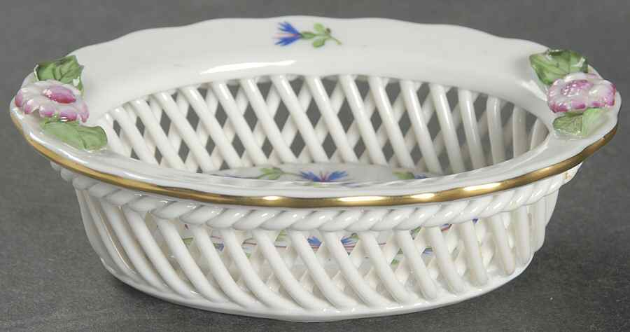 Blue Garland (PBG) 3" Oval Open Weave Basket by Herend-1