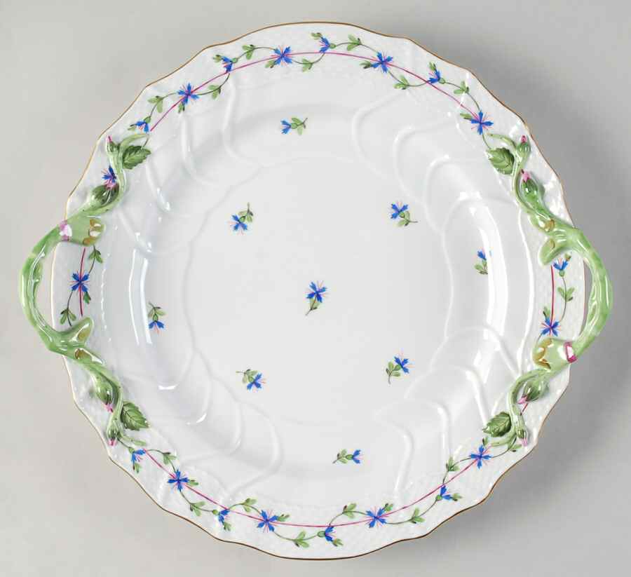 Blue Garland (PBG) 12" Handled Chop Plate (Round Platter) by Herend-1