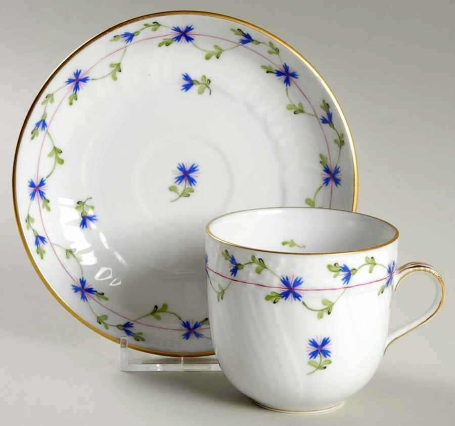 Blue Garland (PBG) Flat Demitasse Cup & Saucer Set by Herend-1