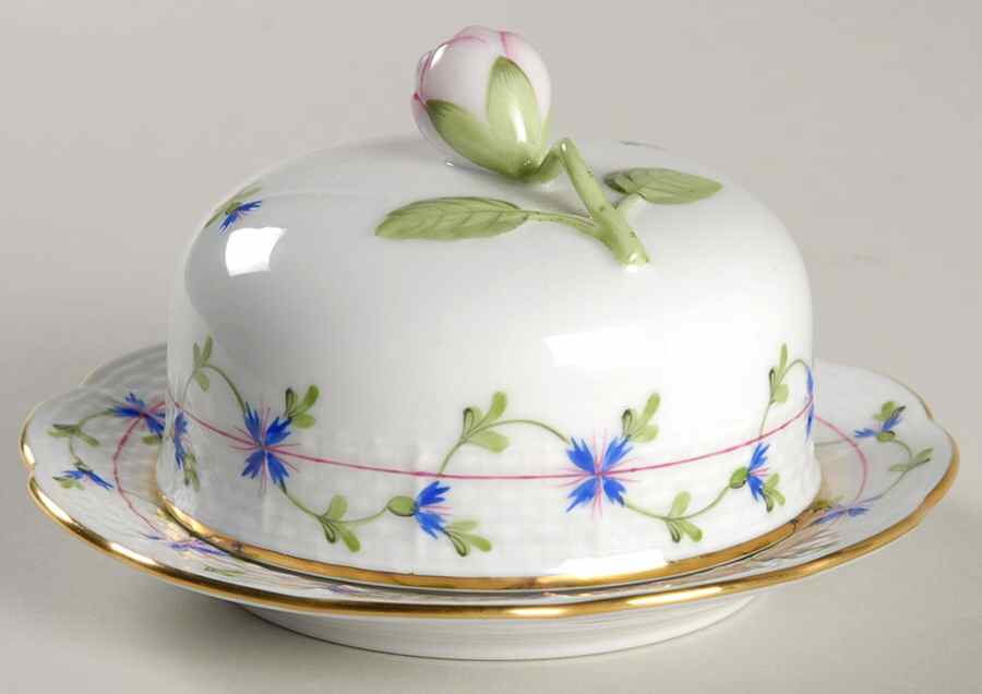 Blue Garland (PBG) Round Covered Butter by Herend-1