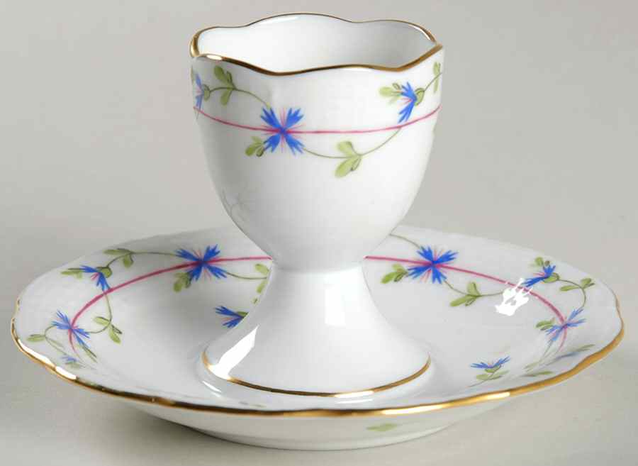 Blue Garland (PBG) Egg Cup with Attached Underplate by Herend-1