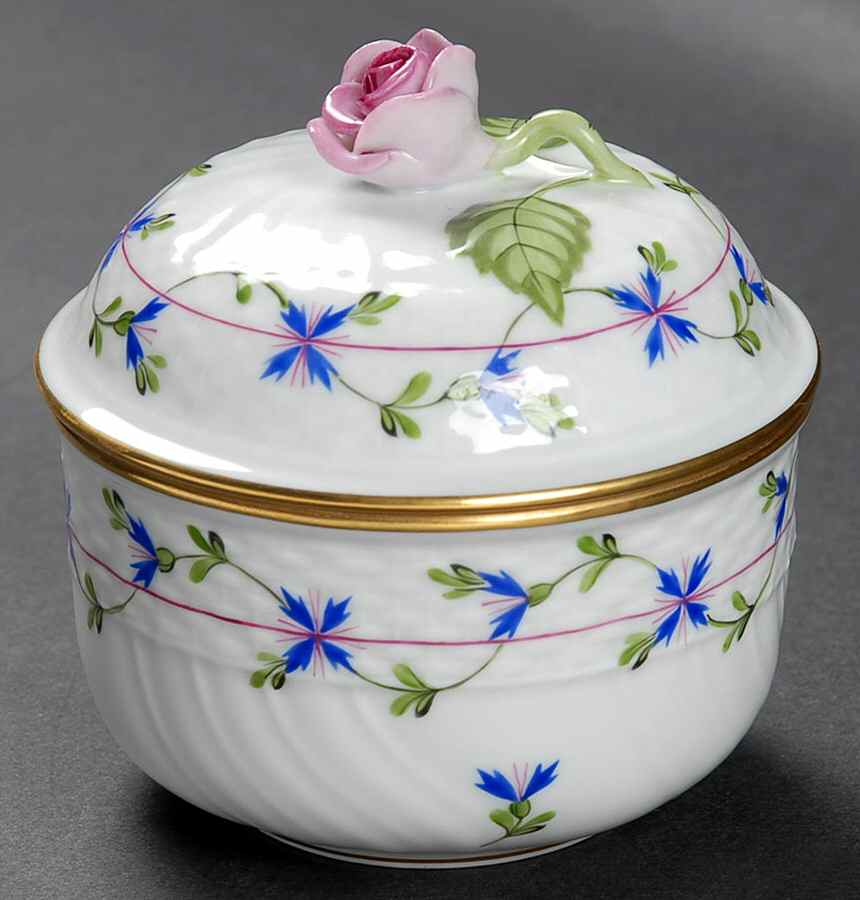 Blue Garland (PBG) Sugar Bowl & Lid by Herend-1