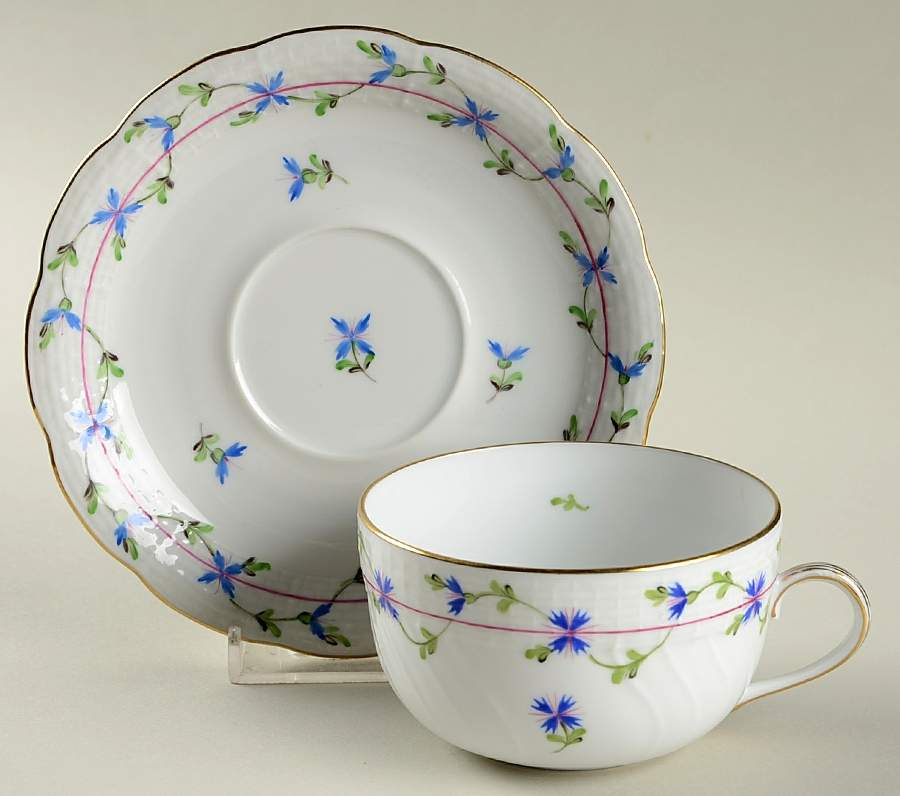 Blue Garland (PBG) Flat Cup & Saucer Set by Herend-1