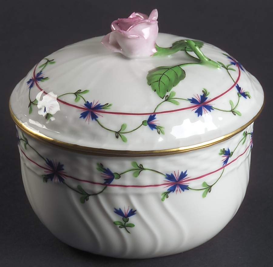 Blue Garland (PBG) Sugar Bowl & Lid by Herend-1