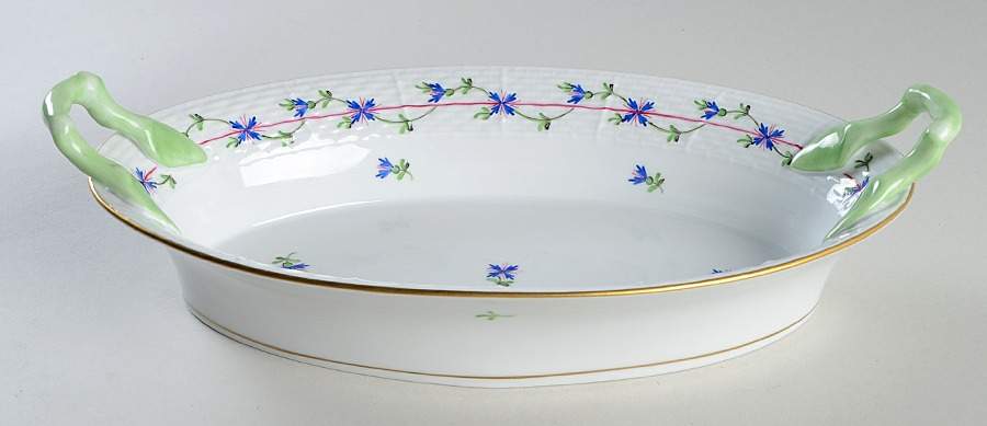 Blue Garland (PBG) Oval Handled Bread Dish by Herend-1