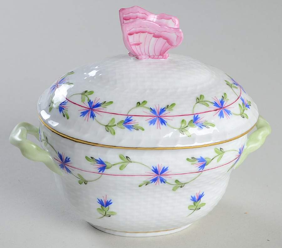 Blue Garland (PBG) 4" Oval Bon Bon & Lid by Herend-1