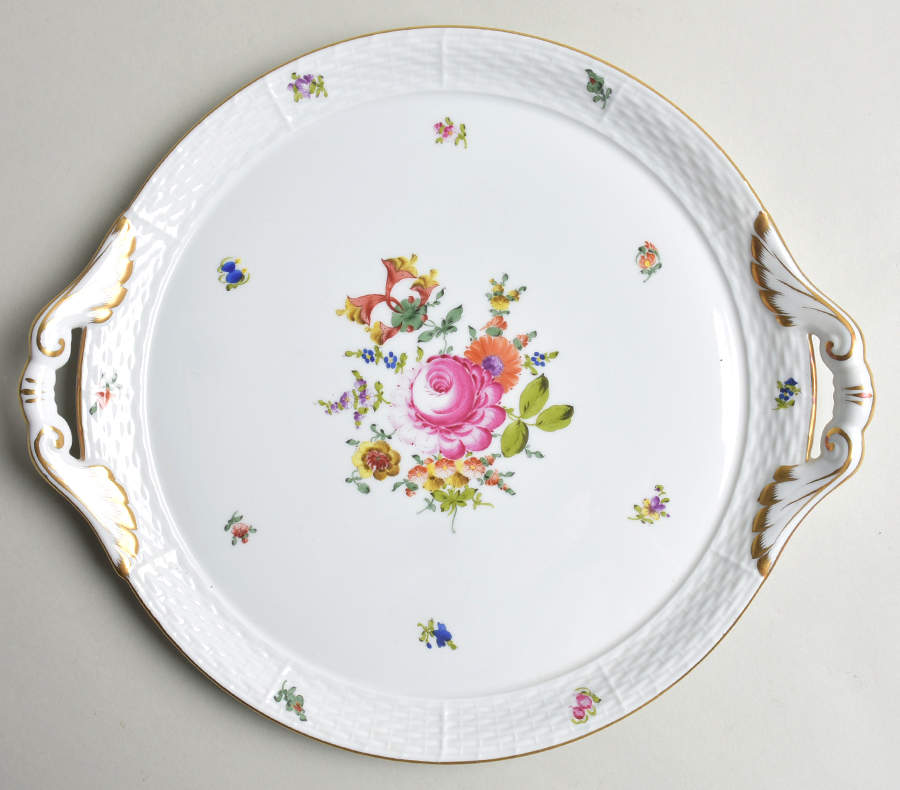 Bouquet of Flowers (BHR) 11" Round Tray w/Handles by Herend-1