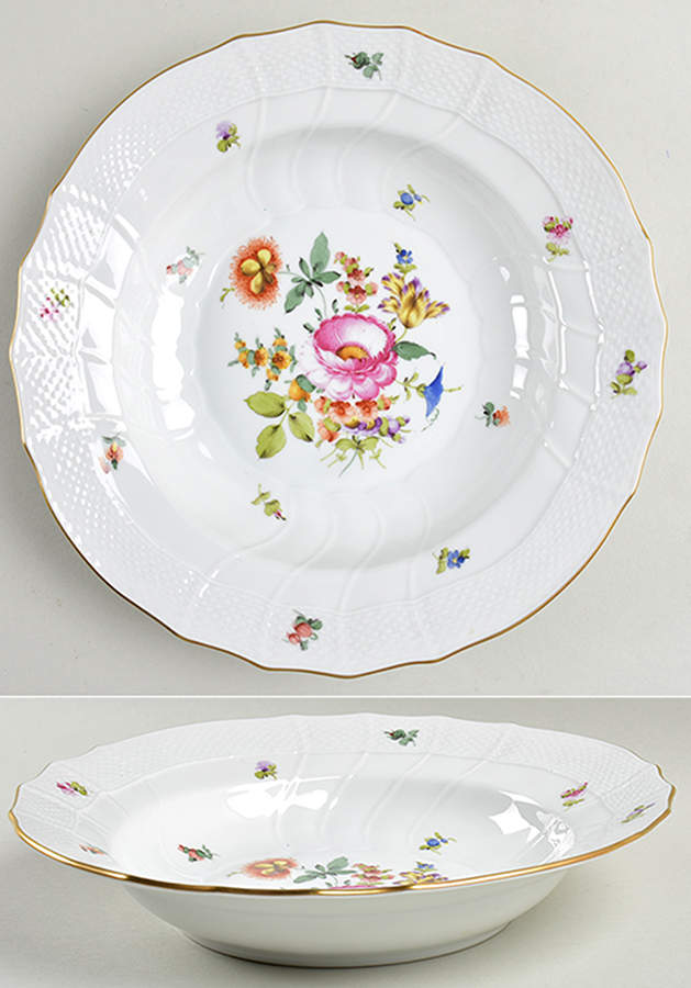Bouquet of Flowers (BHR) Large Rim Soup Bowl by Herend-1