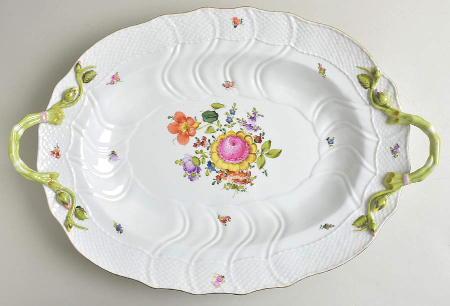 Bouquet of Flowers (BHR) 17" Oval Handled Platter by Herend-1