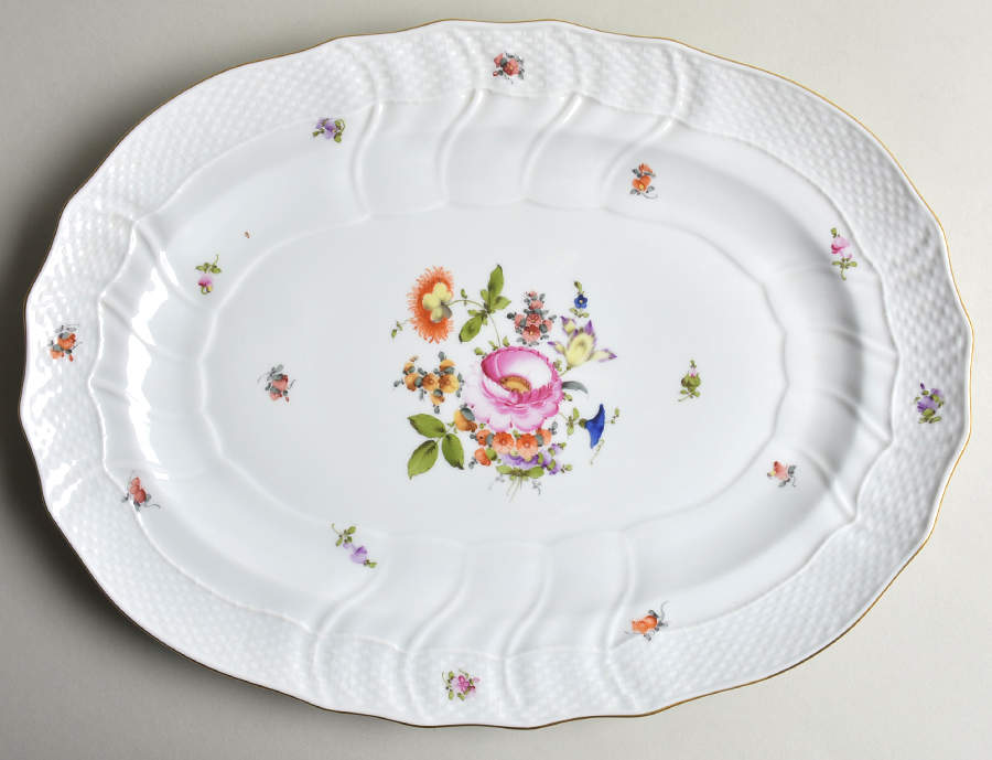 Bouquet of Flowers (BHR) 15" Oval Serving Platter by Herend-1