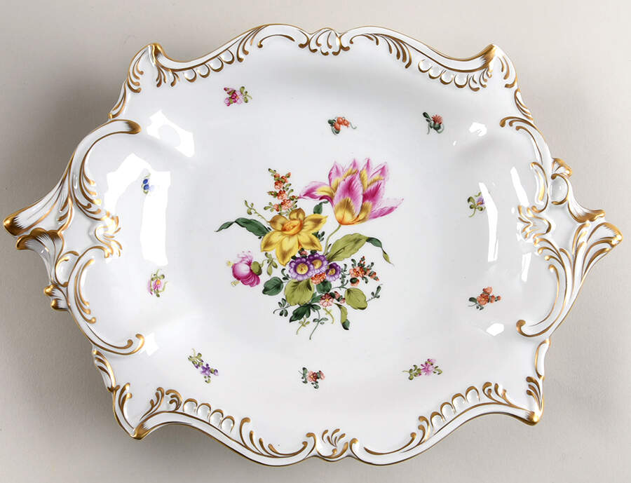 Bouquet of Flowers (BHR) 12" Oval Scalloped Bowl by Herend-1