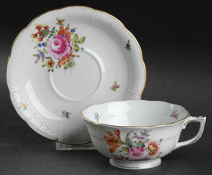 Bouquet of Flowers (BHR) Footed Cup & Saucer Set by Herend-1