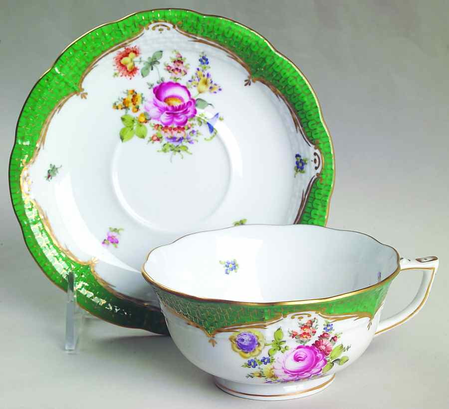 Bouquet De Herend (Bhe) Footed Cup & Saucer Set by Herend-1
