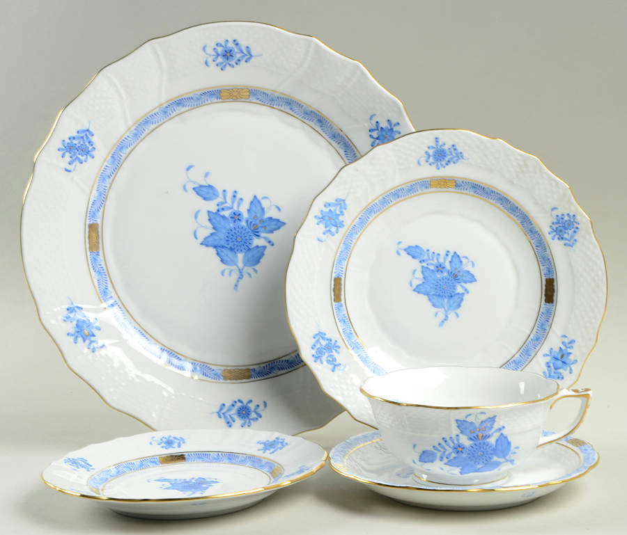 Chinese Bouquet Blue (AB) 5 Piece Place Setting by Herend-1