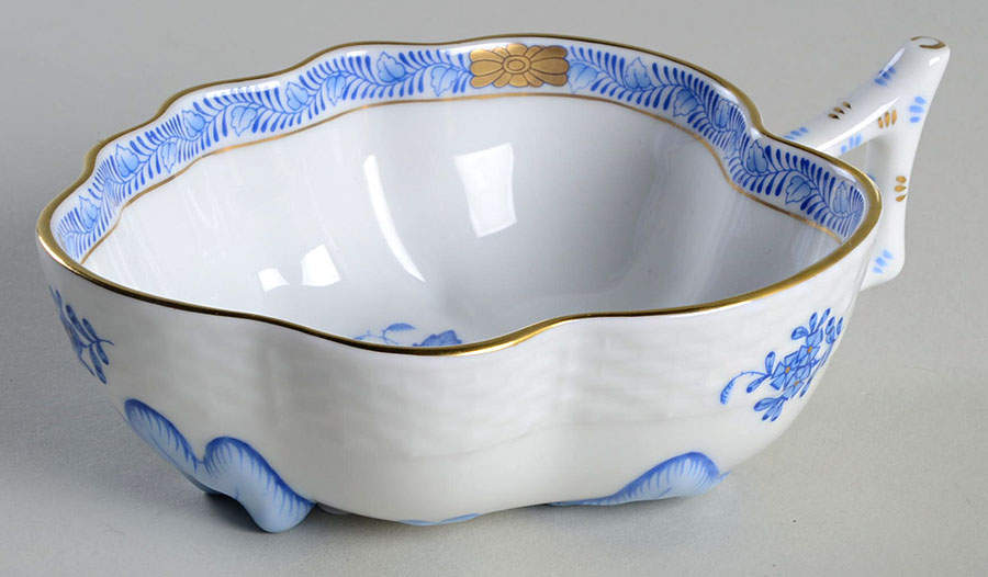 Chinese Bouquet Blue (AB) Small Deep Leaf Dish by Herend-1