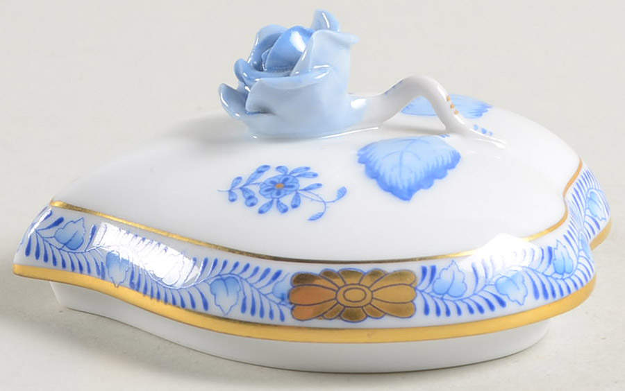 Chinese Bouquet Blue (AB) Lid for 3" Heart Shape Bon Bon by Herend-1