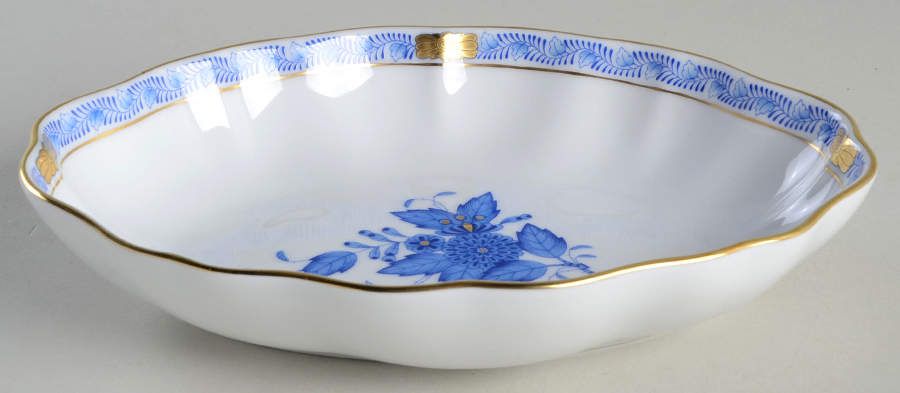 Chinese Bouquet Blue (AB) 5" Oval Tray by Herend-1