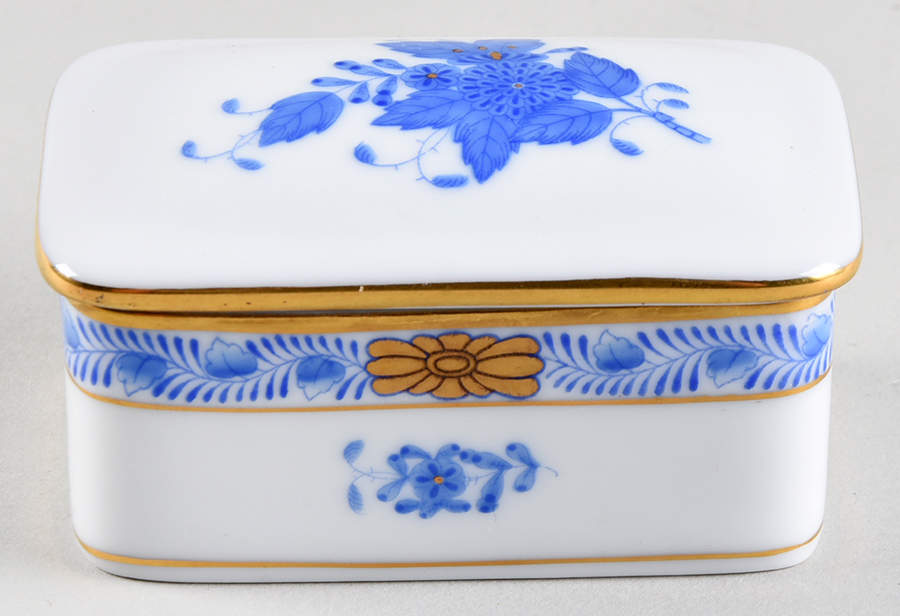 Chinese Bouquet Blue (AB) Trinket Box & Lid by Herend-1